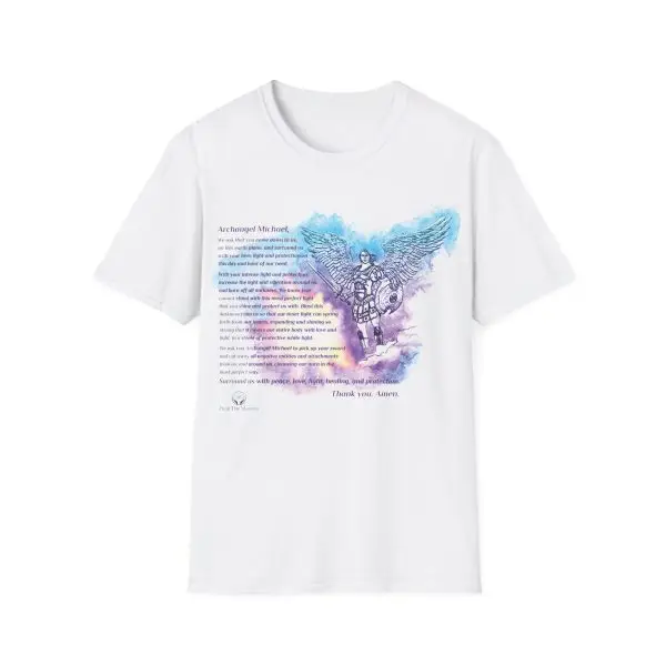 Archangel Michael Prayer printed t-shirt for faith-based apparel